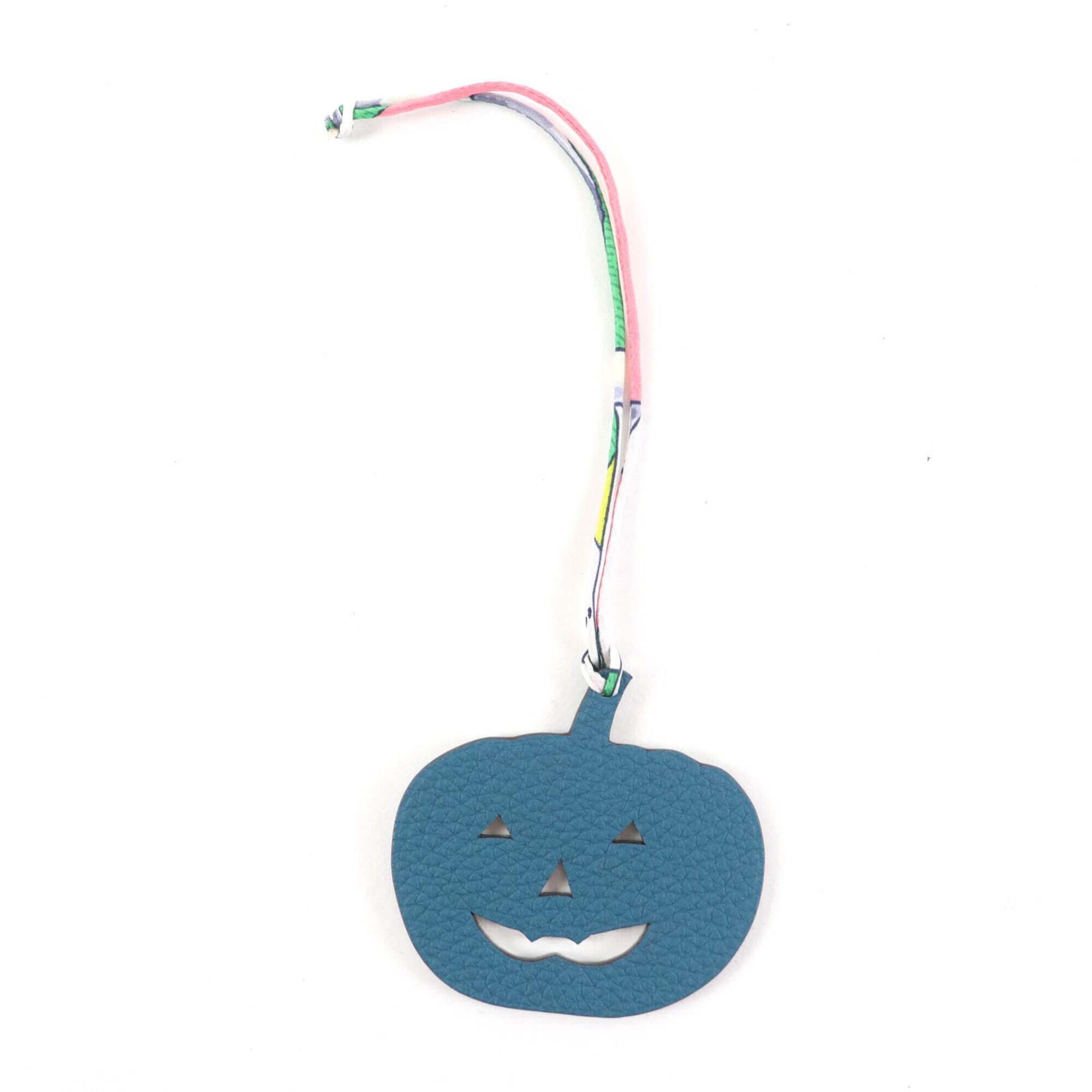 Hermes Petit H Charm, Blue Green Togo Leather, Pumpkin Pattern, Made In Franc...